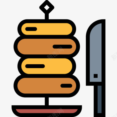 烤肉串快餐27线性颜色图标图标