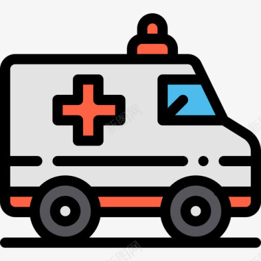 救护车城市25线性颜色图标图标