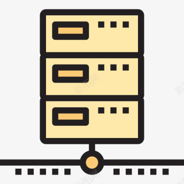 服务器网络和数据库线颜色图标图标
