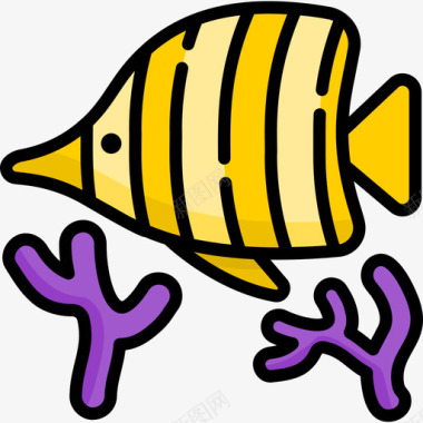 鱼夏季11线形颜色图标图标