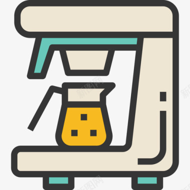咖啡机厨房烹饪线性颜色图标图标
