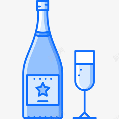 香槟18号酒吧蓝色图标图标