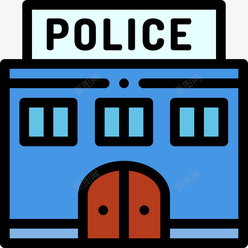 警察城市建筑2线性颜色图标svg_新图网 https://ixintu.com 城市建筑2 线性颜色 警察