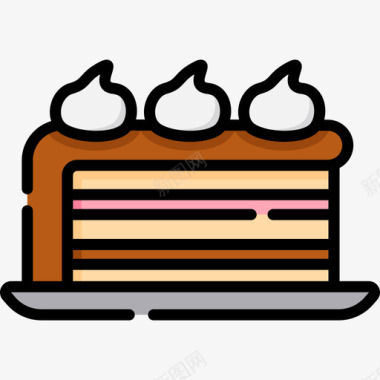 蛋糕片生日23线形颜色图标图标