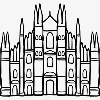 米兰大教堂世界纪念碑2黑色图标图标