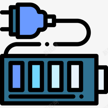 电池计算机组件4线颜色图标图标