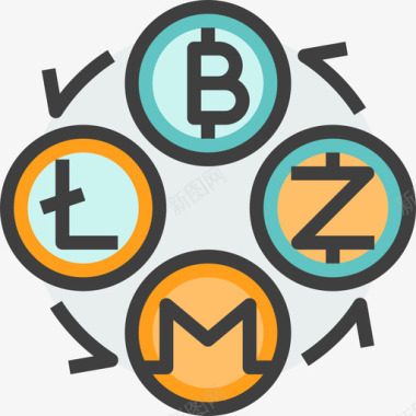 加密货币加密货币区块链2线性颜色图标图标
