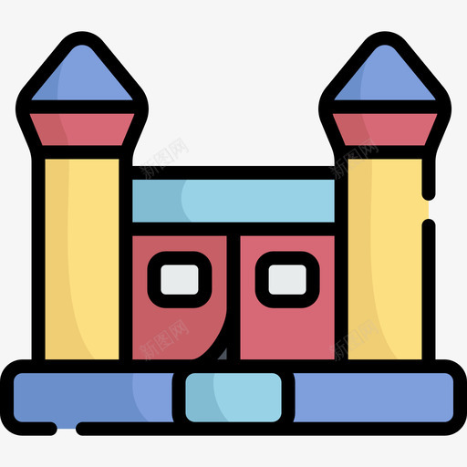 弹跳城堡游乐园8线性颜色图标svg_新图网 https://ixintu.com 弹跳城堡 游乐园8 线性颜色