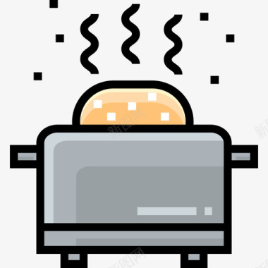 烤面包机面包房6线性颜色图标图标