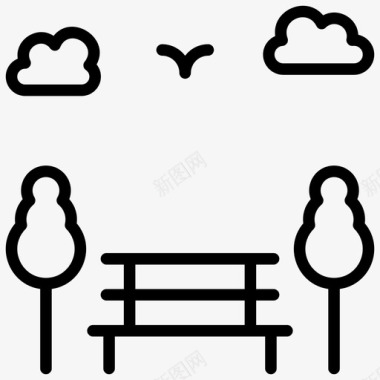 公园长椅休息座椅图标图标