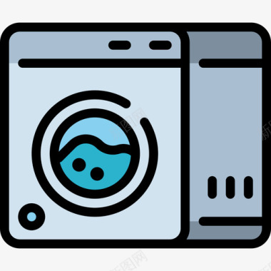 洗衣机家具67线性颜色图标图标