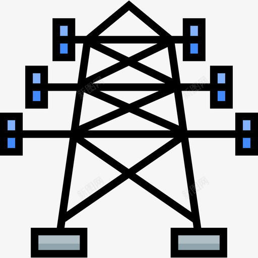 电塔村里4号线状色彩图标svg_新图网 https://ixintu.com 村里4号 电塔 线状色彩