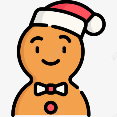 姜饼人圣诞化身5线性颜色图标图标