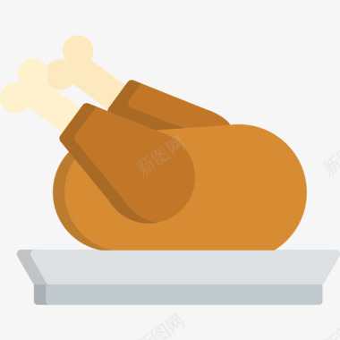 烤鸡烤肉平底图标图标