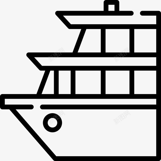 船旅行地点表情符号线性图标svg_新图网 https://ixintu.com 旅行地点表情符号 线性 船