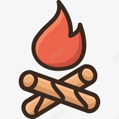 篝火伐木工人线性颜色图标图标