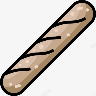 长棍面包面包店6原色图标图标