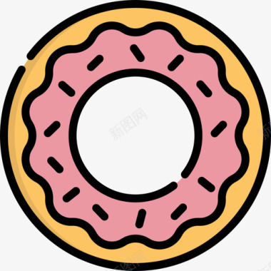甜甜圈快餐24线性颜色图标图标