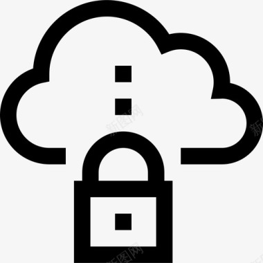 云计算网络与安全线性图标图标