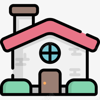 房子家庭生活12线性颜色图标图标