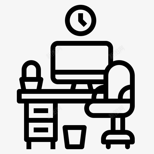 办公桌办公椅工作室图标svg_新图网 https://ixintu.com 办公外线 办公桌 办公椅 工作室