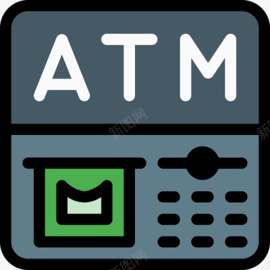 Atm商业和金融54线性颜色图标图标