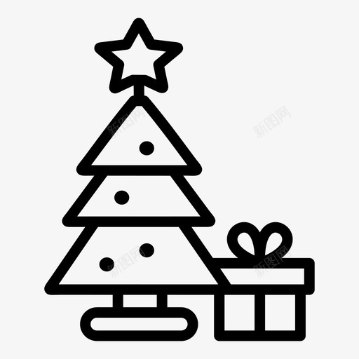 圣诞树装饰树装饰图标svg_新图网 https://ixintu.com 圣诞树 礼品盒 装饰 装饰树