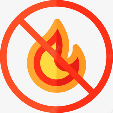 禁止开火信号灯和禁令3平面图图标图标