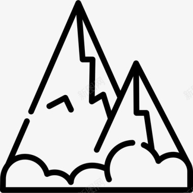 山旅行地点表情符号线性图标图标