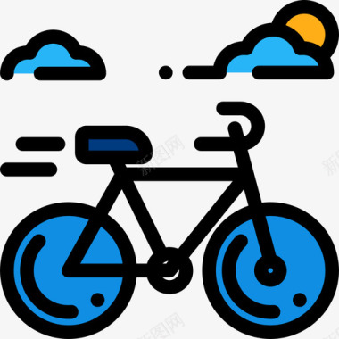 自行车城市元素7线性颜色图标图标