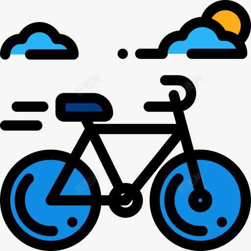 自行车城市元素7线性颜色图标svg_新图网 https://ixintu.com 城市元素7 线性颜色 自行车