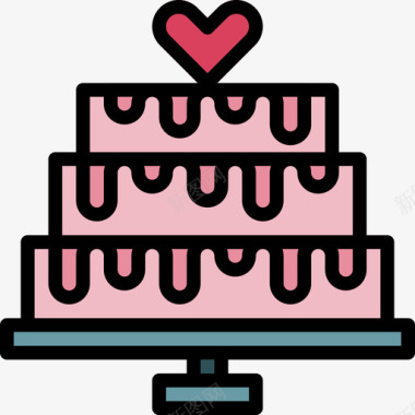 蛋糕婚礼74线性颜色图标图标