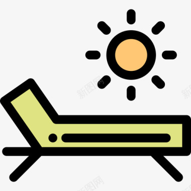 日光浴床spa14线性颜色图标图标