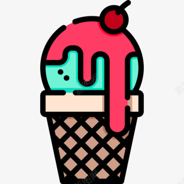 冰淇淋热带7线形颜色图标图标