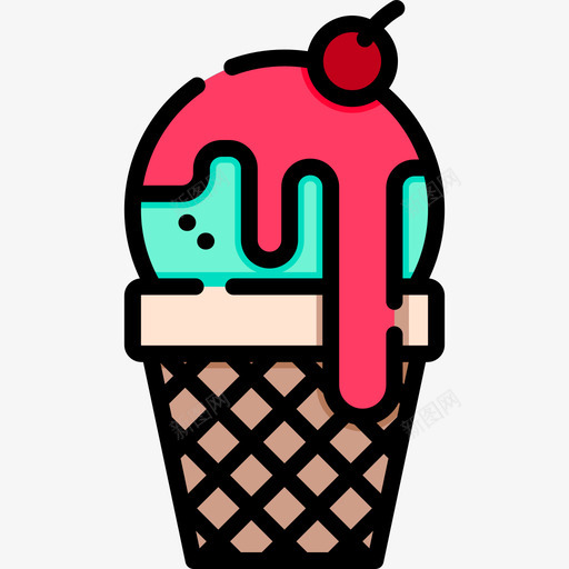 冰淇淋热带7线形颜色图标svg_新图网 https://ixintu.com 冰淇淋 热带7 线形颜色