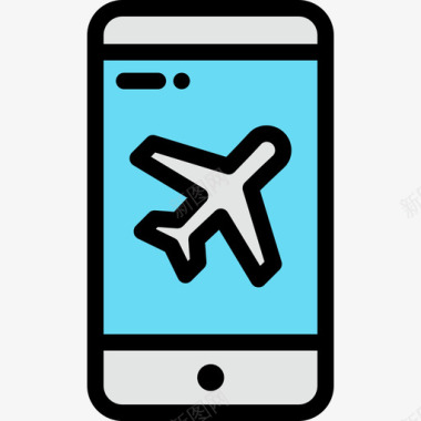 智能手机航空8线性颜色图标图标