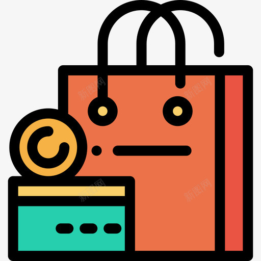 购物袋网上购物24线性颜色图标svg_新图网 https://ixintu.com 线性颜色 网上购物24 购物袋
