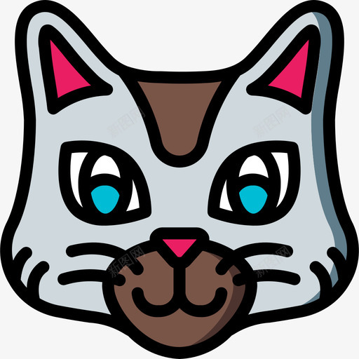 猫动物42线性颜色图标svg_新图网 https://ixintu.com 动物42 猫 线性颜色