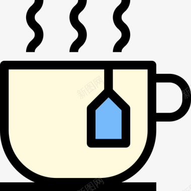 热茶饮料7线性颜色图标图标