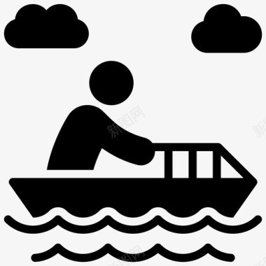 摩托艇划船渔船图标图标
