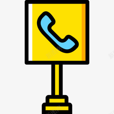 电话亭城市景观4黄色图标图标