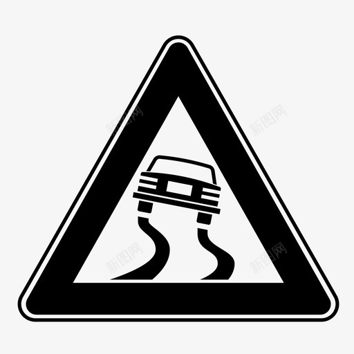 滑路汽车路标图标svg_新图网 https://ixintu.com 意大利路标和信号 汽车 湿滑 滑行 滑路 警告 路标