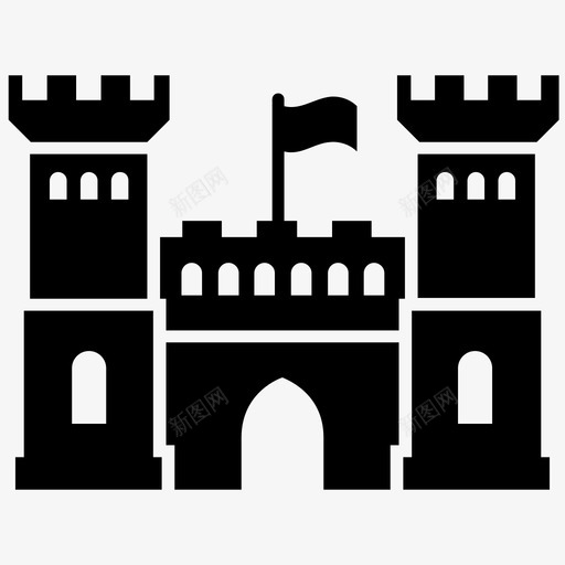 博迪安城堡英国城堡中世纪建筑图标svg_新图网 https://ixintu.com 中世纪城堡实心图标 中世纪建筑 中世纪防御工事 博迪安城堡 护城河城堡 英国城堡