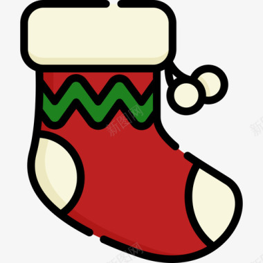 圣诞袜圣诞玩具2线性颜色图标图标