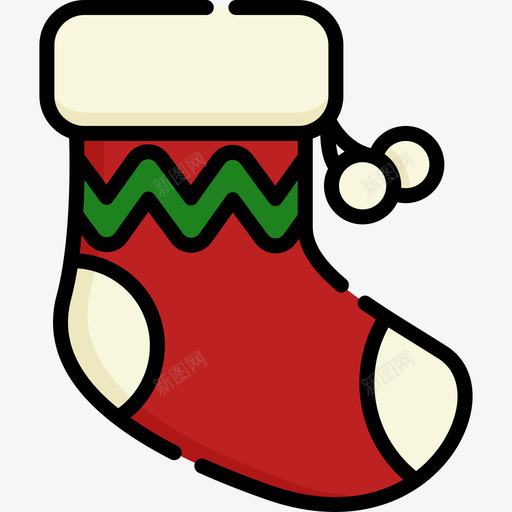 圣诞袜圣诞玩具2线性颜色图标svg_新图网 https://ixintu.com 圣诞玩具2 圣诞袜 线性颜色