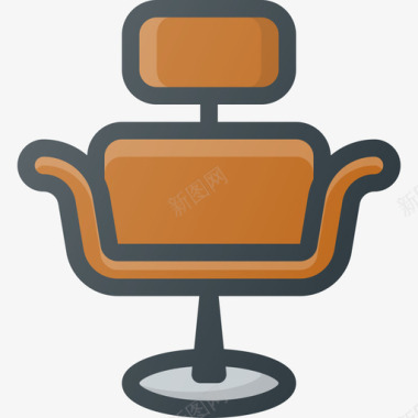 座椅理发店6线性颜色图标图标