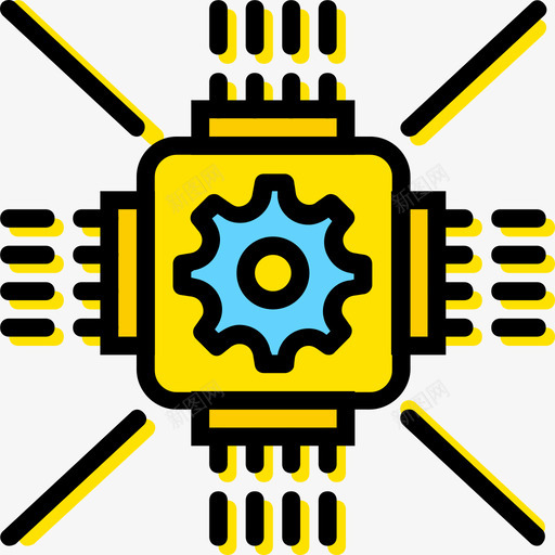 处理器工业8黄色图标svg_新图网 https://ixintu.com 处理器 工业8 黄色