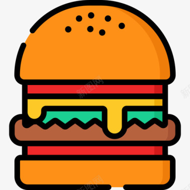汉堡食物84原色图标图标