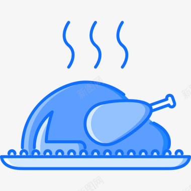 烤鸡37号餐厅蓝色图标图标