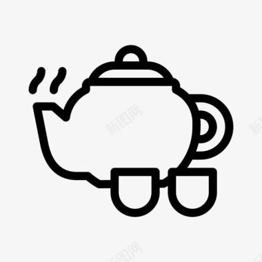 茶壶黑茶壶茶杯图标图标